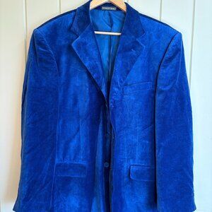 Vittorio St Angelo Men's Velvet Velour Royal Blue Blazer